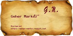 Geher Markó névjegykártya